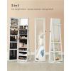 imageSONGMICS 360 Swivel Jewelry Cabinet Lockable Jewelry Organizer with FullLength Mirror Rear Storage Shelves Interior Mirror Jewelry Armoire Gift for Mom Rustic Brown UJJC006X01White with Gray Wood Grain