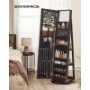 imageSONGMICS 360 Swivel Jewelry Cabinet Lockable Jewelry Organizer with FullLength Mirror Rear Storage Shelves Interior Mirror Jewelry Armoire Gift for Mom Rustic Brown UJJC006X01Brown