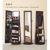 imageSONGMICS 360 Swivel Jewelry Cabinet Lockable Jewelry Organizer with FullLength Mirror Rear Storage Shelves Interior Mirror Jewelry Armoire Gift for Mom Rustic Brown UJJC006X01Brown