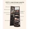 imageSONGMICS 360 Swivel Jewelry Cabinet Lockable Jewelry Organizer with FullLength Mirror Rear Storage Shelves Interior Mirror Jewelry Armoire Gift for Mom Rustic Brown UJJC006X01Brown
