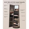 imageSONGMICS 360 Swivel Jewelry Cabinet Lockable Jewelry Organizer with FullLength Mirror Rear Storage Shelves Interior Mirror Jewelry Armoire Gift for Mom Rustic Brown UJJC006X01Ash Brown