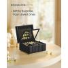 imageSONGMICS HOME 2Tier Jewelry Box with Mirror Jewelry Organizer Removable Tray PU Surface with Stitching Floating Effect Mothers Day Gift for Mom 85 x 94 x 53 Inches Ink Black UJBC182B01Ink Black