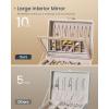imageSONGMICS HOME 2Tier Jewelry Box with Mirror Jewelry Organizer Removable Tray PU Surface with Stitching Floating Effect Mothers Day Gift for Mom 85 x 94 x 53 Inches Ink Black UJBC182B01Cloud White
