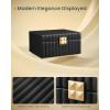 imageSONGMICS HOME 2Tier Jewelry Box with Mirror Jewelry Organizer Removable Tray PU Surface with Stitching Floating Effect Mothers Day Gift for Mom 85 x 94 x 53 Inches Ink Black UJBC182B01Ink Black