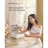 imageSONGMICS HOME 2Tier Jewelry Box with Mirror Jewelry Organizer Removable Tray PU Surface with Stitching Floating Effect Mothers Day Gift for Mom 85 x 94 x 53 Inches Ink Black UJBC182B01Cloud White