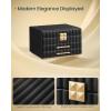 imageSONGMICS HOME 3Tier Jewelry Box with Mirror Jewelry Organizer with 2 Drawers PU Surface with Stitching Floating Effect Mothers Day Gift for Mom 85 x 94 x 62 Inches Ink Black UJBC183B01Ink Black