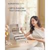 imageSONGMICS HOME 3Tier Jewelry Box with Mirror Jewelry Organizer with 2 Drawers PU Surface with Stitching Floating Effect Mothers Day Gift for Mom 85 x 94 x 62 Inches Ink Black UJBC183B01Cloud White