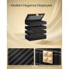 imageSONGMICS HOME Stackable Jewelry Box with Mirror 4Tier Jewelry Storage Organizer PU Surface with Stitching Floating Effect 67 x 11 x 8 Inches Mothers Day Gift for Mom Ink Black UJBC181B01Ink Black
