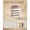 imageSONGMICS HOME Stackable Jewelry Box with Mirror 4Tier Jewelry Storage Organizer PU Surface with Stitching Floating Effect 67 x 11 x 8 Inches Mothers Day Gift for Mom Ink Black UJBC181B01Cloud White