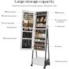 imageSONGMICS Jewelry Cabinet Floor Standing Lockable Jewelry Organizer with High FullLength Mirror Bottom Drawer Shelf Wheels Jewelry Armoire Gift Idea Rustic Brown and Black UJJC004X01Distressed White  Black
