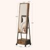 imageSONGMICS Jewelry Cabinet Floor Standing Lockable Jewelry Organizer with High FullLength Mirror Bottom Drawer Shelf Wheels Jewelry Armoire Gift Idea Rustic Brown and Black UJJC004X01Rustic Brown  Black