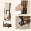 imageSONGMICS Jewelry Cabinet Floor Standing Lockable Jewelry Organizer with High FullLength Mirror Bottom Drawer Shelf Wheels Jewelry Armoire Gift Idea Rustic Brown and Black UJJC004X01Rustic Brown  Black