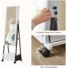imageSONGMICS Jewelry Cabinet Floor Standing Lockable Jewelry Organizer with High FullLength Mirror Bottom Drawer Shelf Wheels Jewelry Armoire Gift Idea Rustic Brown and Black UJJC004X01Distressed White  Black