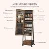 imageSONGMICS Jewelry Cabinet Floor Standing Lockable Jewelry Organizer with High FullLength Mirror Bottom Drawer Shelf Wheels Jewelry Armoire Gift Idea Rustic Brown and Black UJJC004X01Rustic Brown  Black