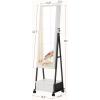imageSONGMICS Jewelry Cabinet Floor Standing Lockable Jewelry Organizer with High FullLength Mirror Bottom Drawer Shelf Wheels Jewelry Armoire Gift Idea Rustic Brown and Black UJJC004X01Distressed White  Black
