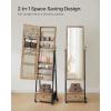 imageSONGMICS Jewelry Cabinet Floor Standing Lockable Jewelry Organizer with High FullLength Mirror Bottom Drawer Shelf Wheels Jewelry Armoire Gift Idea Rustic Brown and Black UJJC004X01Toasted Oak  Black