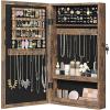 imageSONGMICS Lockable Jewelry Cabinet Armoire with Mirror WallMounted Space Saving Jewelry Storage Organizer Gift for Mom White UJJC51WTRustic Brown