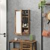 imageSONGMICS Lockable Jewelry Cabinet Armoire with Mirror WallMounted Space Saving Jewelry Storage Organizer Gift for Mom White UJJC51WTRustic Brown
