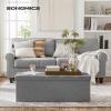imageSONGMICS MAZIE Collection  43 Inches Folding Storage Ottoman Bench Ottoman Foot Rest End of Bed Bench Storage Chest Load 660 lb for Living Room Bedroom Entryway Dark Gray ULSF77KLight Gray