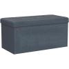 imageSONGMICS MAZIE Collection  43 Inches Folding Storage Ottoman Bench Ottoman Foot Rest End of Bed Bench Storage Chest Load 660 lb for Living Room Bedroom Entryway Dark Gray ULSF77KMisty Blue