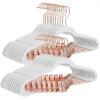 imageSONGMICS 24Pack Velvet Pants Hangers 167Inch Long Coat Hangers with Rose Gold Colored Movable Clips HeavyDuty NonSlip SpaceSaving for Pants Skirts Dresses White UCRF014W01White
