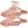 imageSONGMICS 24Pack Velvet Pants Hangers 167Inch Long Coat Hangers with Rose Gold Colored Movable Clips HeavyDuty NonSlip SpaceSaving for Pants Skirts Dresses White UCRF014W01Light Pink
