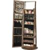 imageSONGMICS 360 Swivel Jewelry Cabinet Lockable Jewelry Organizer with FullLength Mirror Rear Storage Shelves Interior Mirror Jewelry Armoire Gift for Mom Rustic Brown UJJC006X01Rustic Brown