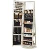 imageSONGMICS 360 Swivel Jewelry Cabinet Lockable Jewelry Organizer with FullLength Mirror Rear Storage Shelves Interior Mirror Jewelry Armoire Gift for Mom Rustic Brown UJJC006X01White with Gray Wood Grain
