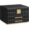 imageSONGMICS HOME 3Tier Jewelry Box with Mirror Jewelry Organizer with 2 Drawers PU Surface with Stitching Floating Effect Mothers Day Gift for Mom 85 x 94 x 62 Inches Ink Black UJBC183B01Ink Black