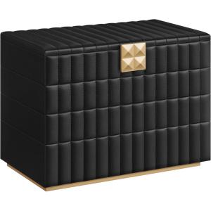 imageSONGMICS HOME Stackable Jewelry Box with Mirror 4Tier Jewelry Storage Organizer PU Surface with Stitching Floating Effect 67 x 11 x 8 Inches Mothers Day Gift for Mom Ink Black UJBC181B01Ink Black