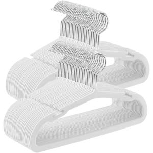 imageSONGMICS Kids Hangers 50 Pack 14 x 8 Inches NonSlip Velvet Baby Hangers for Closet SpaceSaving Wide Shoulder Notches Dove Gray UCRF038G01Cloud White