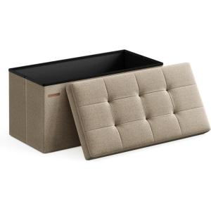 imageSONGMICS MAZIE Collection  43 Inches Folding Storage Ottoman Bench Ottoman Foot Rest End of Bed Bench Storage Chest Load 660 lb for Living Room Bedroom Entryway Dark Gray ULSF77KCamel Brown