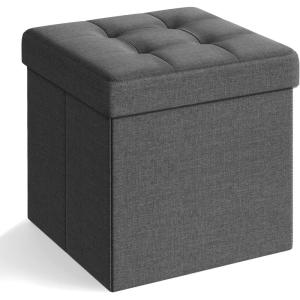 imageSONGMICS MAZIE Collection  43 Inches Folding Storage Ottoman Bench Ottoman Foot Rest End of Bed Bench Storage Chest Load 660 lb for Living Room Bedroom Entryway Dark Gray ULSF77KDark Gray