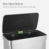 imageSONGMICS Kitchen Trash Can 16 Gallons 2 x 8 Gallons Dual Compartment Garbage Can 60L Pedal Recycling Bin StayOpen Lid and Soft Closure Stainless Steel 15 Bags Included Silver ULTB202E01Silver