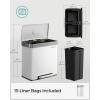 imageSONGMICS Kitchen Trash Can 16 Gallons 2 x 8 Gallons Dual Compartment Garbage Can 60L Pedal Recycling Bin StayOpen Lid and Soft Closure Stainless Steel 15 Bags Included Silver ULTB202E01White
