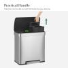 imageSONGMICS Kitchen Trash Can 16 Gallons 2 x 8 Gallons Dual Compartment Garbage Can 60L Pedal Recycling Bin StayOpen Lid and Soft Closure Stainless Steel 15 Bags Included Silver ULTB202E01Silver