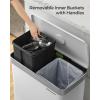 imageSONGMICS Kitchen Trash Can 16 Gallons 2 x 8 Gallons Dual Compartment Garbage Can 60L Pedal Recycling Bin StayOpen Lid and Soft Closure Stainless Steel 15 Bags Included Silver ULTB202E01White