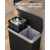 imageSONGMICS Kitchen Trash Can 16 Gallons 2 x 8 Gallons Dual Compartment Garbage Can 60L Pedal Recycling Bin StayOpen Lid and Soft Closure Stainless Steel 15 Bags Included Silver ULTB202E01Black