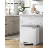 imageSONGMICS Kitchen Trash Can 16 Gallons 2 x 8 Gallons Dual Compartment Garbage Can 60L Pedal Recycling Bin StayOpen Lid and Soft Closure Stainless Steel 15 Bags Included Silver ULTB202E01White