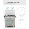 imageSONGMICS Kitchen Trash Can 16 Gallons 2 x 8 Gallons Dual Compartment Garbage Can 60L Pedal Recycling Bin StayOpen Lid and Soft Closure Stainless Steel 15 Bags Included Silver ULTB202E01White