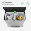 imageSONGMICS Kitchen Trash Can 16 Gallons 2 x 8 Gallons Dual Compartment Garbage Can 60L Pedal Recycling Bin StayOpen Lid and Soft Closure Stainless Steel 15 Bags Included Silver ULTB202E01Silver