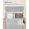 imageSONGMICS Laundry Basket 449 Gal Laundry Hamper 2 Compartments Easy Assembly with Lid and Handles Removable Inner Bags 22 x 157 x 295 Inches Ink Black ULCB813B01Dove Gray