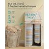 imageSONGMICS Laundry Basket 449 Gal Laundry Hamper 2 Compartments Easy Assembly with Lid and Handles Removable Inner Bags 22 x 157 x 295 Inches Ink Black ULCB813B01Cappuccino Beige