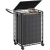 imageSONGMICS Laundry Hamper 130L Laundry Basket with Lid Clothes Hamper with Wheels Collapsible Removable Liner Bag IronMade Laundry Sorter Ink Black and Slate Gray ULCB313B11Ink Black  Slate Gray