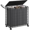 imageSONGMICS Laundry Hamper 130L Laundry Basket with Lid Clothes Hamper with Wheels Collapsible Removable Liner Bag IronMade Laundry Sorter Ink Black and Slate Gray ULCB313B11Ink Black  Slate Gray