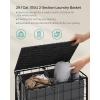 imageSONGMICS Laundry Hamper 130L Laundry Basket with Lid Clothes Hamper with Wheels Collapsible Removable Liner Bag IronMade Laundry Sorter Ink Black and Slate Gray ULCB313B11Ink Black  Slate Gray