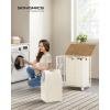 imageSONGMICS Laundry Hamper 130L Laundry Basket with Lid Clothes Hamper with Wheels Collapsible Removable Liner Bag IronMade Laundry Sorter Ink Black and Slate Gray ULCB313B11Natural Beige  Cream White