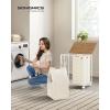 imageSONGMICS Laundry Hamper 130L Laundry Basket with Lid Clothes Hamper with Wheels Collapsible Removable Liner Bag IronMade Laundry Sorter Ink Black and Slate Gray ULCB313B11Natural Beige  Cream White