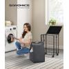 imageSONGMICS Laundry Hamper 130L Laundry Basket with Lid Clothes Hamper with Wheels Collapsible Removable Liner Bag IronMade Laundry Sorter Ink Black and Slate Gray ULCB313B11Ink Black  Slate Gray