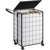 imageSONGMICS Laundry Hamper 130L Laundry Basket with Lid Clothes Hamper with Wheels Collapsible Removable Liner Bag IronMade Laundry Sorter Ink Black and Slate Gray ULCB313B11Ink Black  Cloud White